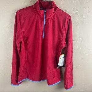 NWT Rustic Ridge Fleece a thermal Waffle Red Blue Quarter Zip Top Pullover Small